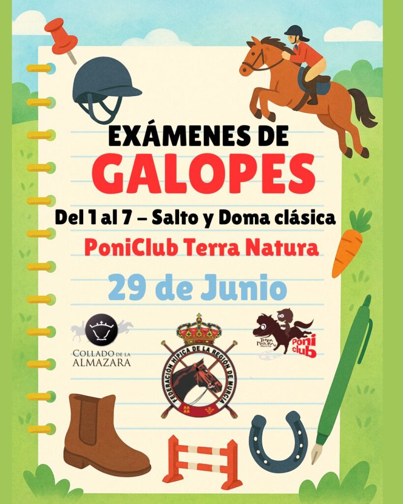 Primer examen de Galopes en el PoniClub Terra Natura, club homologado con 3 herraduras
